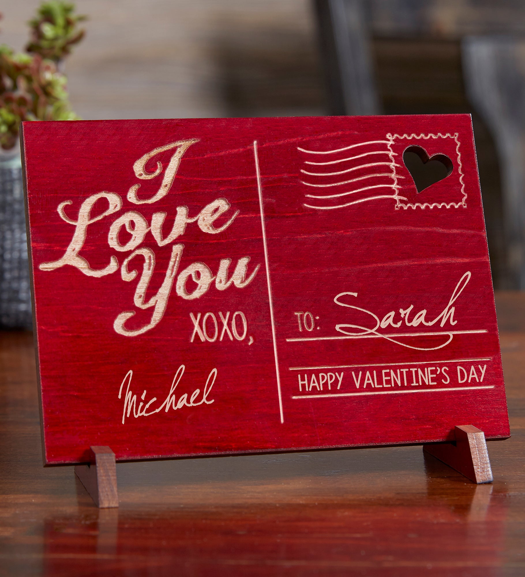 Sending Love Personalized Wood Postcard